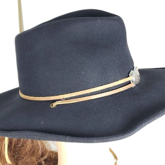 MHT Westerns Master Hatters Of Texas VTG Black Wool Hat Size Small made in USA - Picture 9 of 10